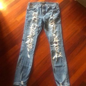 PacSun red and black ripped 31x32 skinny jeans